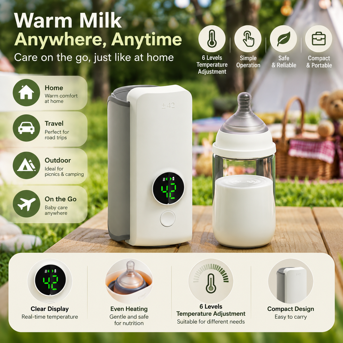 TROPELA Wireless Baby Bottle Warmer – Cordless & Convenient
