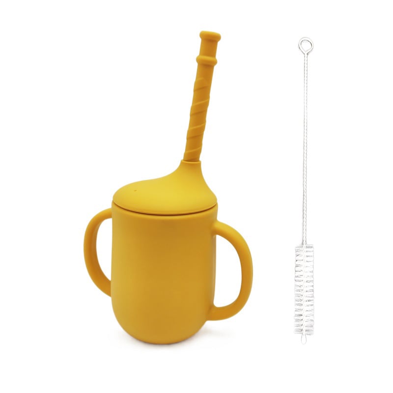 Silicone Baby Drinking Cup with Straw, Leak-proof Design