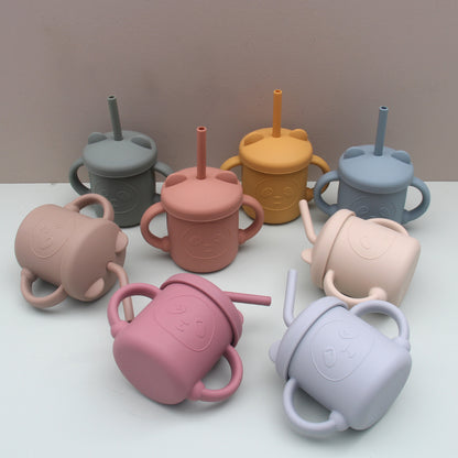 Silicone No-Spill Baby Cup with Straw for Eating