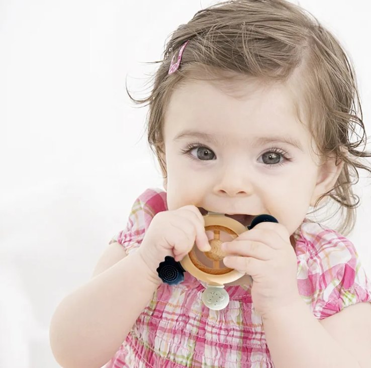Baby Silicone Teether Anti-Hand Sucking Soothing Rattle Toy