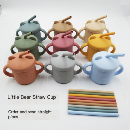 Silicone No-Spill Baby Cup with Straw for Eating