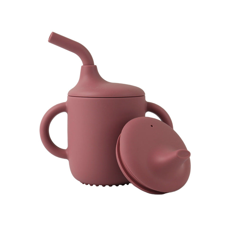 Silicone Baby Drinking Cup with Straw, Leak-proof Design