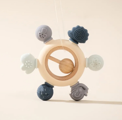 Baby Silicone Teether Anti-Hand Sucking Soothing Rattle Toy