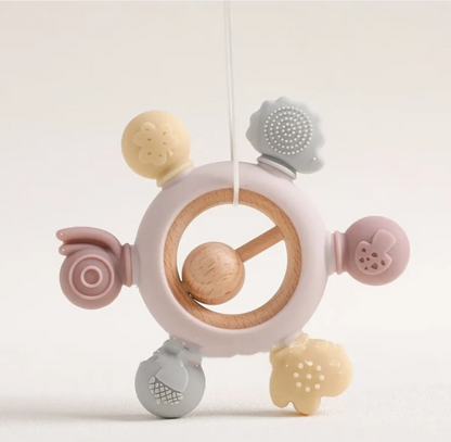 Baby Silicone Teether Anti-Hand Sucking Soothing Rattle Toy