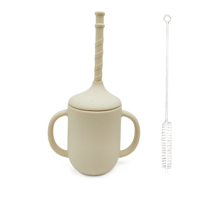 Silicone Baby Drinking Cup with Straw, Leak-proof Design