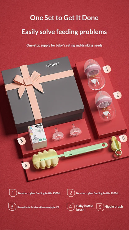 Glass Baby Bottle Gift Set Newborn Anti-Colic