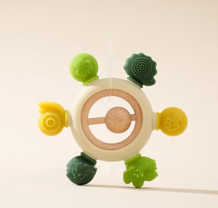 Baby Silicone Teether Anti-Hand Sucking Soothing Rattle Toy