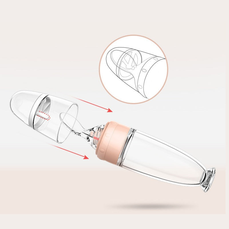 Silicone Squeeze Bottle for Baby Training Spoon