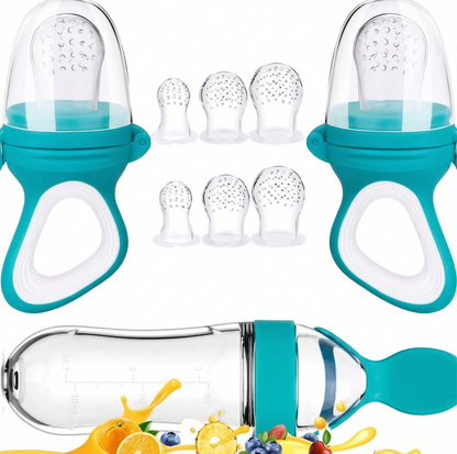 TROPELA Silicone Baby Fruit Feeder & Squeeze Spoon Set