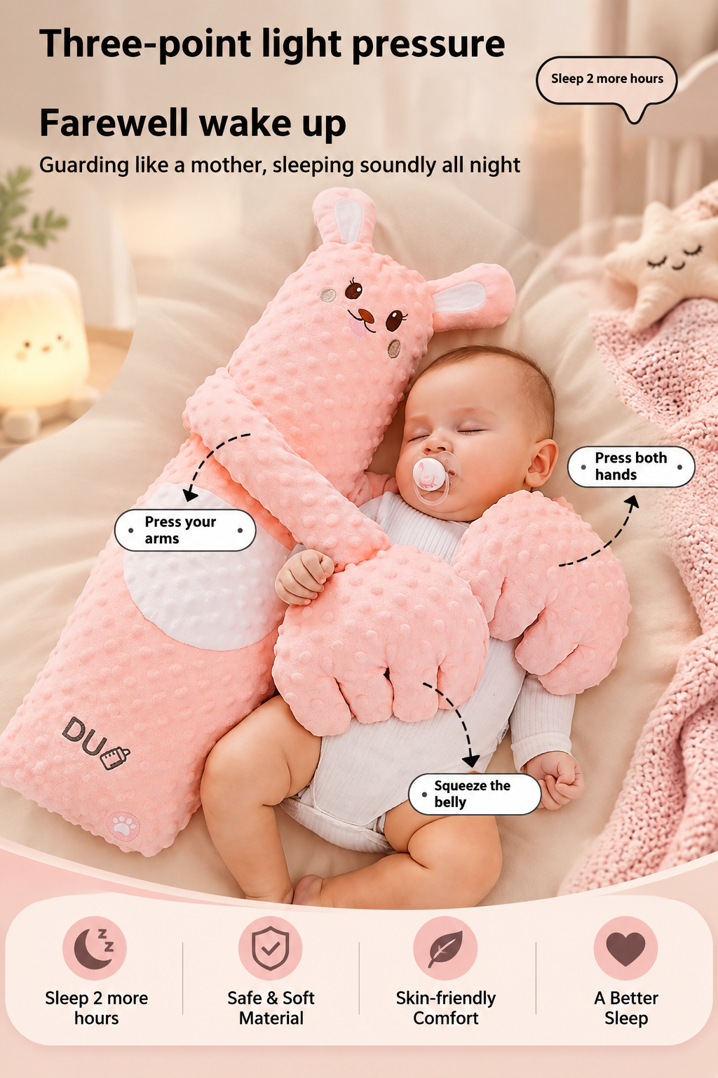 TROPELA Baby HUG Sleep Soothing Pillow – Calming Comfort for Newborns