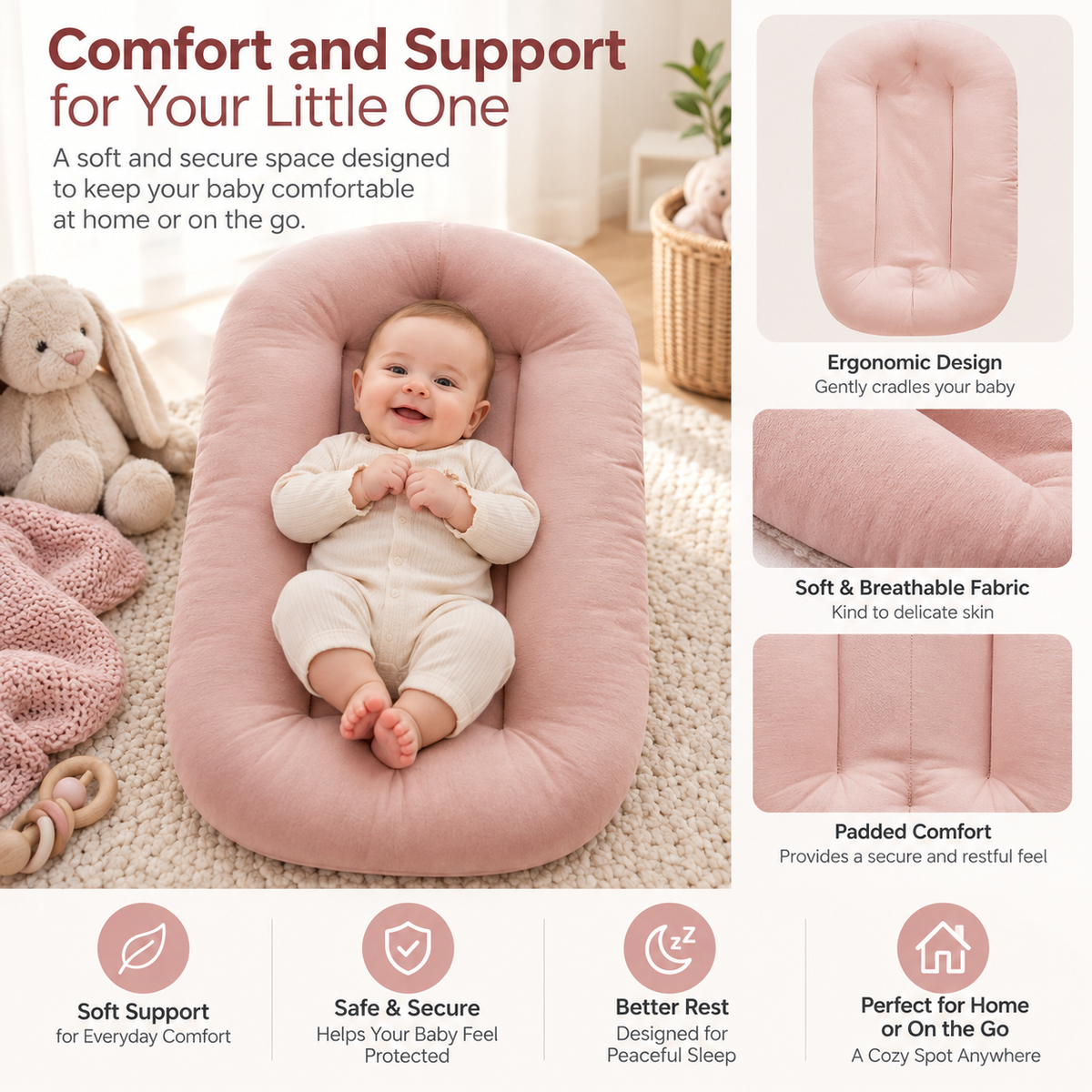 TROPELA Bionic Newborn Comfort Bed – Womb-Inspired Baby Nest