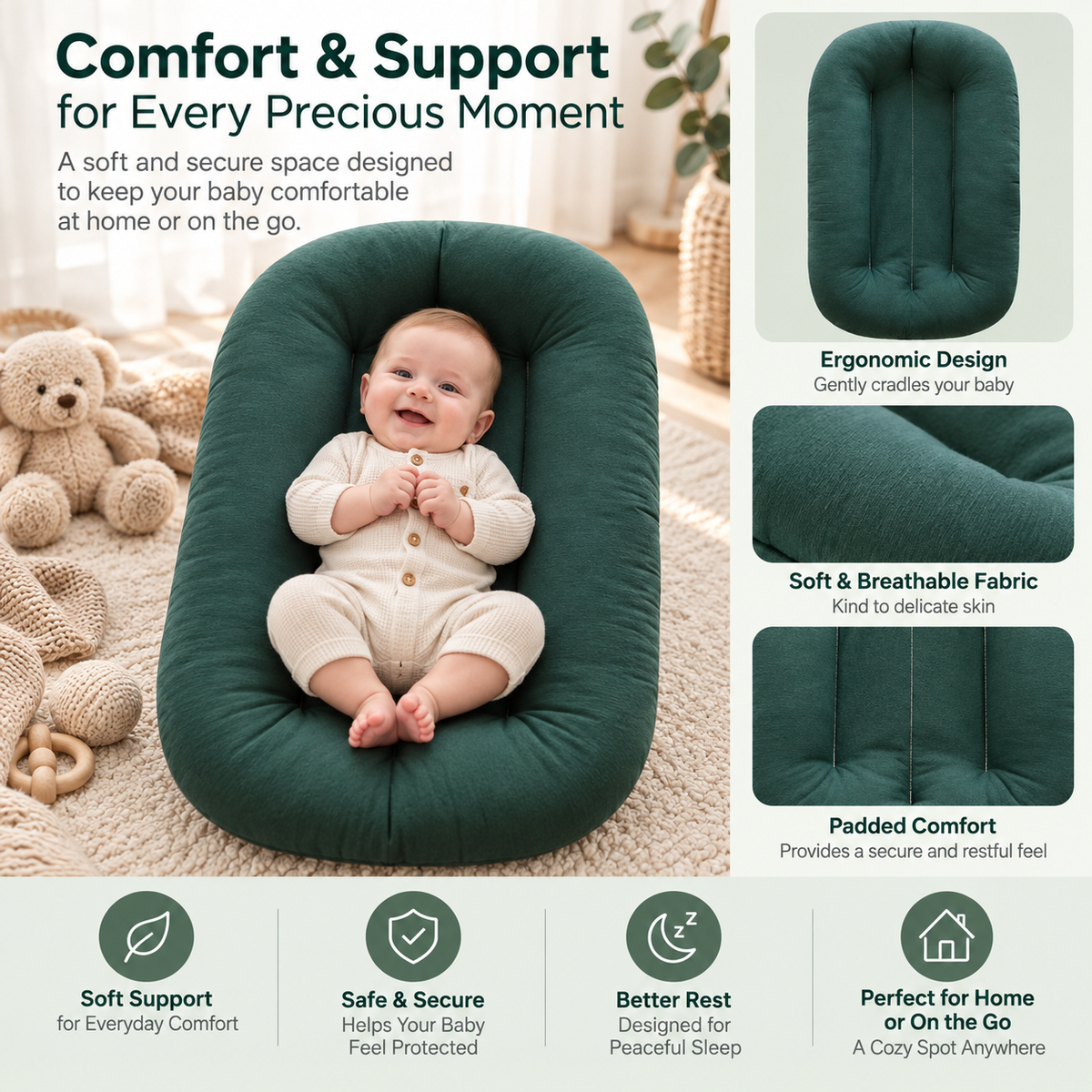 TROPELA Bionic Newborn Comfort Bed – Womb-Inspired Baby Nest