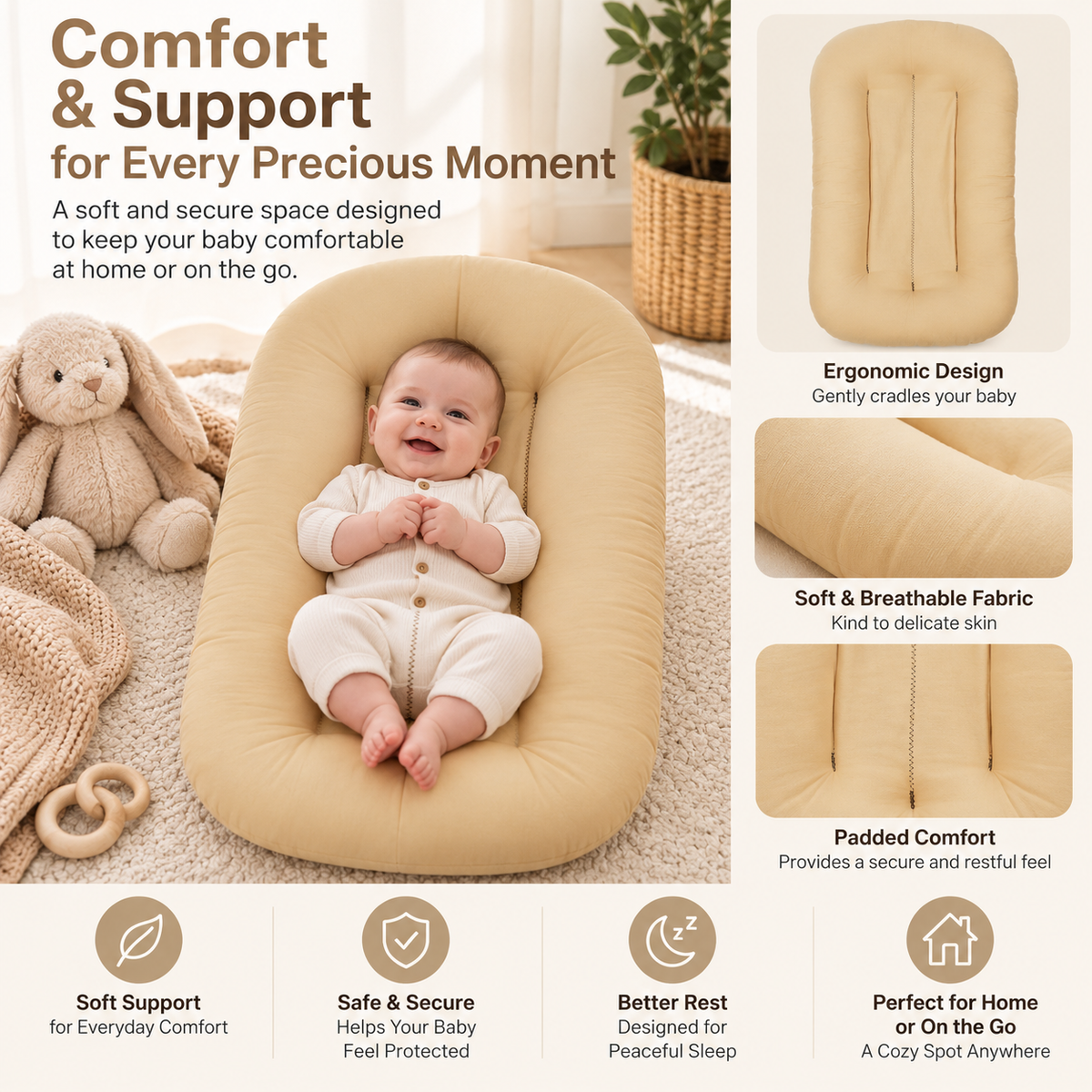 TROPELA Bionic Newborn Comfort Bed – Womb-Inspired Baby Nest