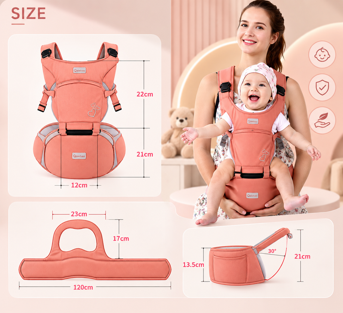 TROPELA Multi-Functional Baby Carrier with Waist Support – All Seasons