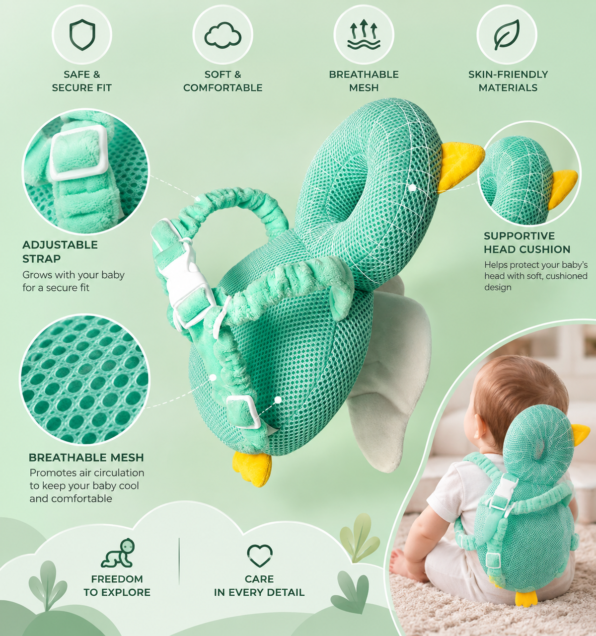 TROPELA Baby Safety Head Protector – Anti-Fall Backpack for Crawlers