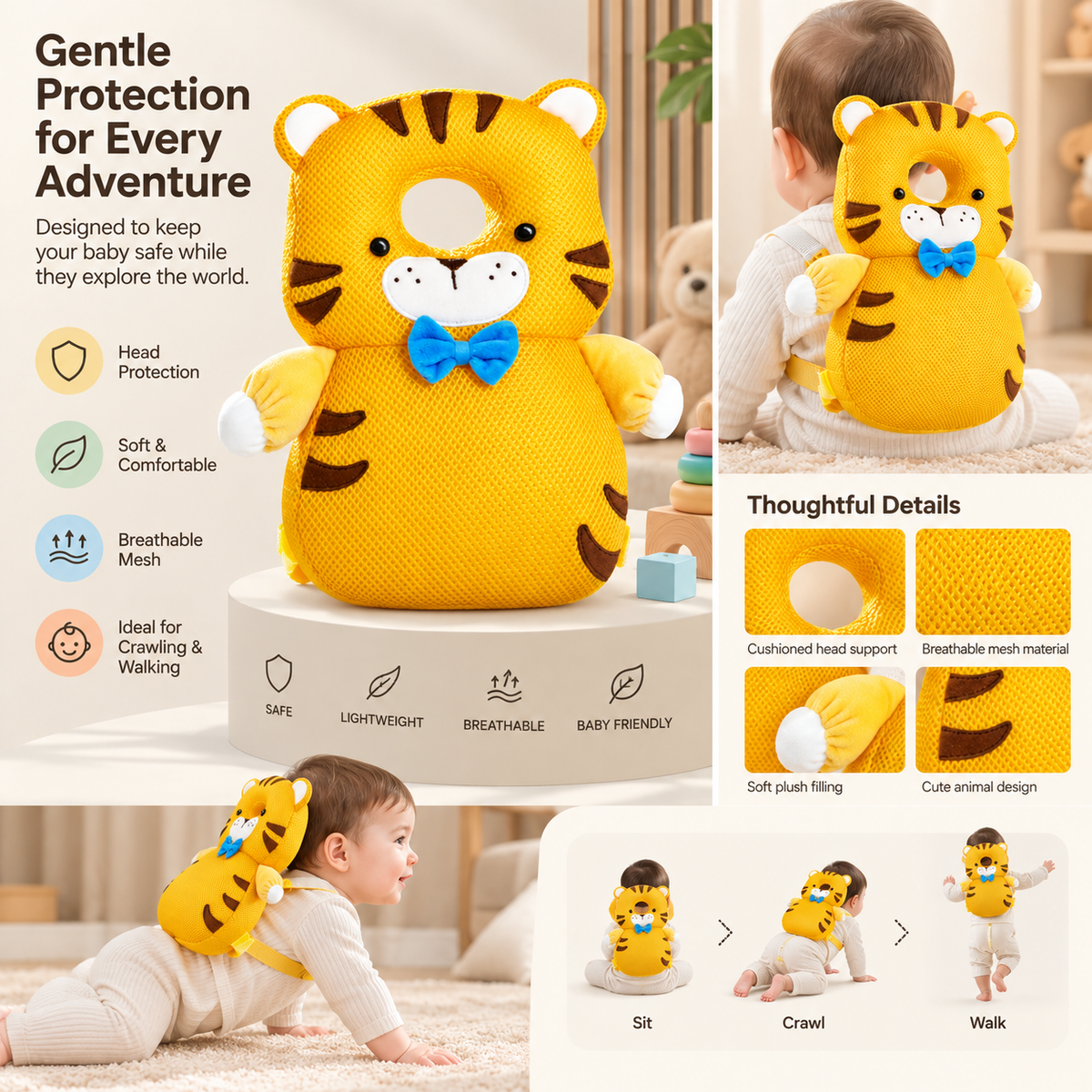 TROPELA Baby Safety Head Protector – Anti-Fall Backpack for Crawlers