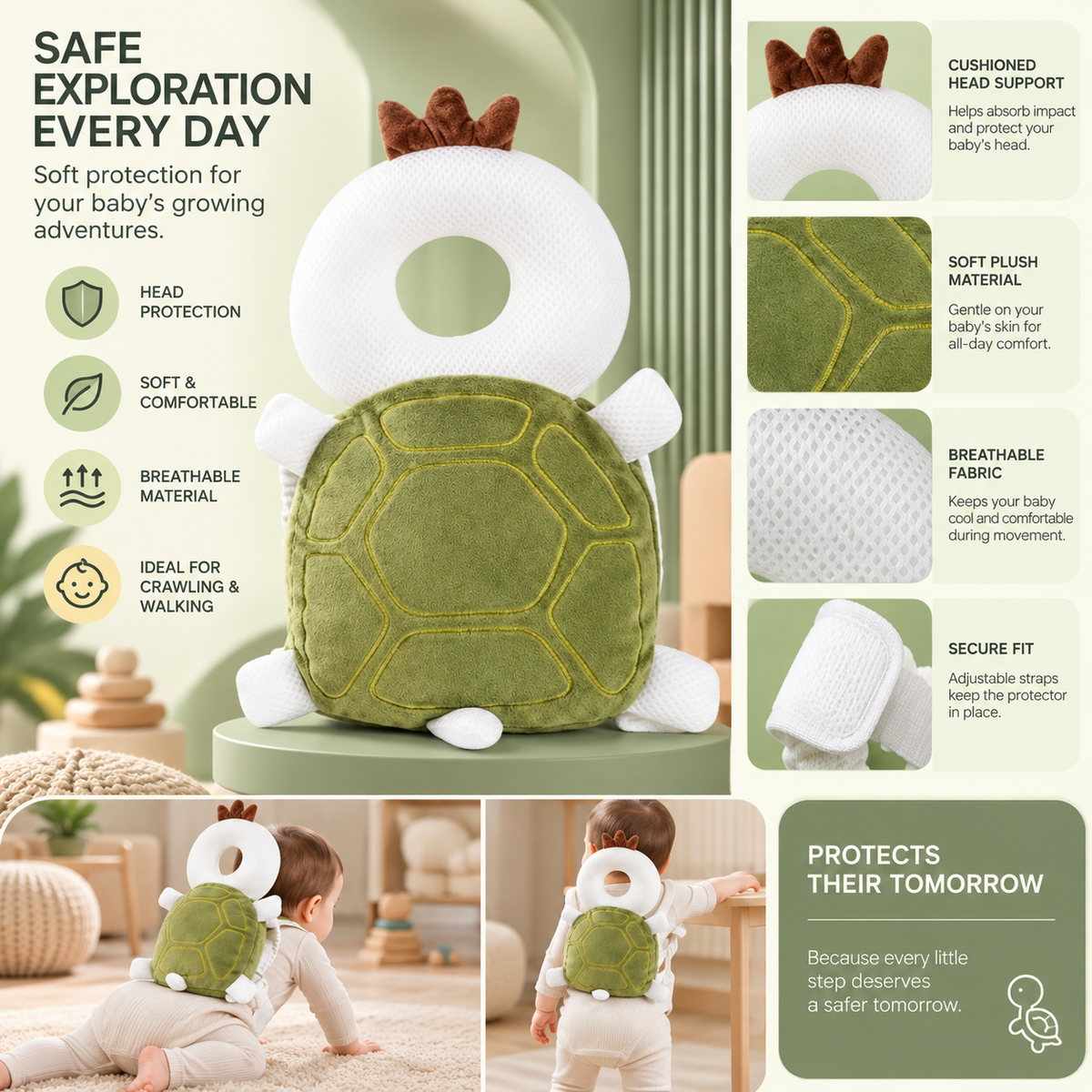 TROPELA Baby Safety Head Protector – Anti-Fall Backpack for Crawlers
