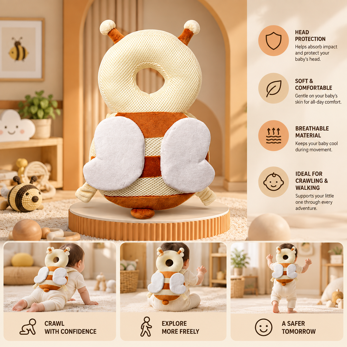 TROPELA Baby Safety Head Protector – Anti-Fall Backpack for Crawlers
