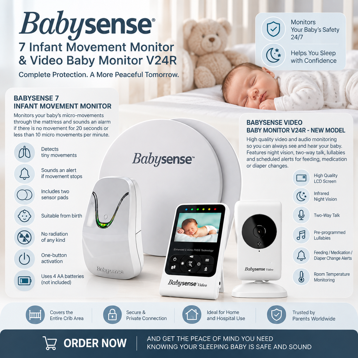 TROPELA Baby Video & Movement Monitor Bundle Safety System