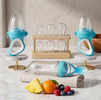 TROPELA Geometric Silicone Baby Feeder Nipple Set – Soft & Safe