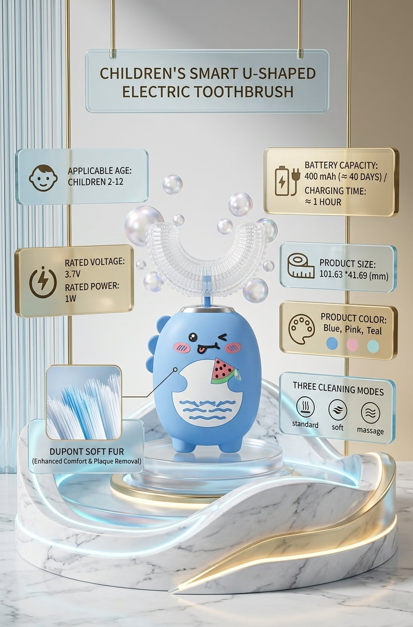 TROPELA Kids U-Shaped Ultrasonic Electric Toothbrush – 360° Auto Clean