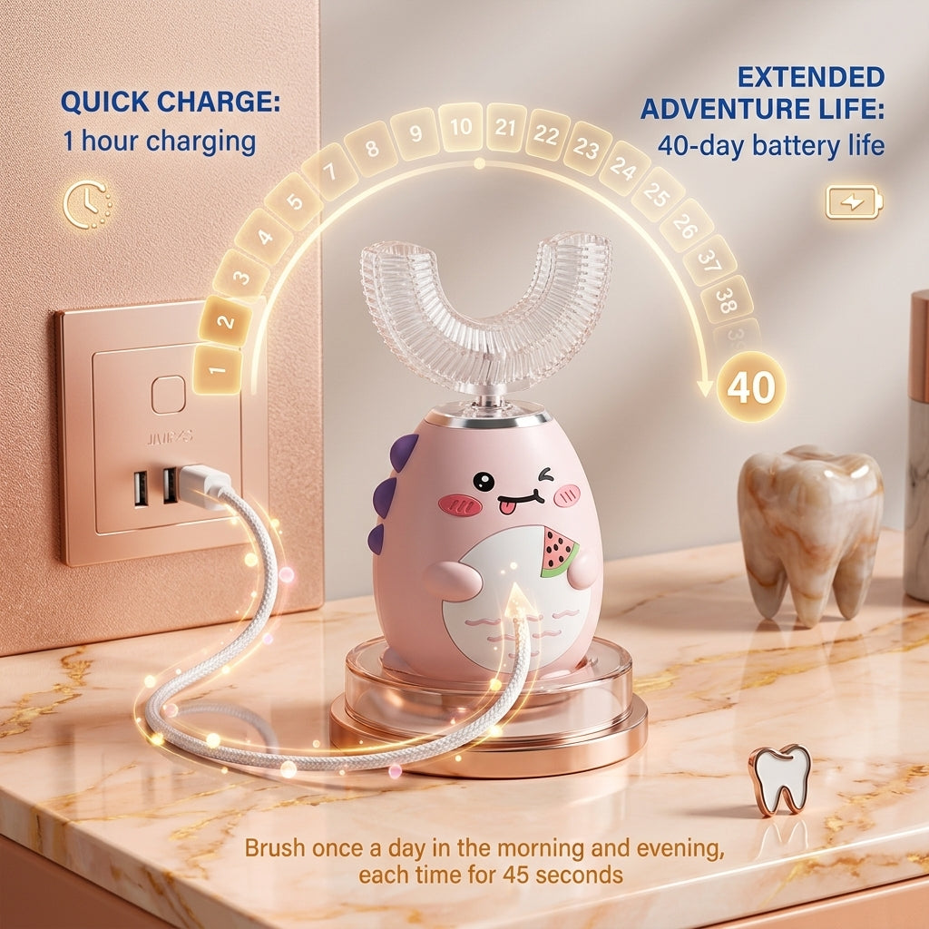 TROPELA Kids U-Shaped Ultrasonic Electric Toothbrush – 360° Auto Clean