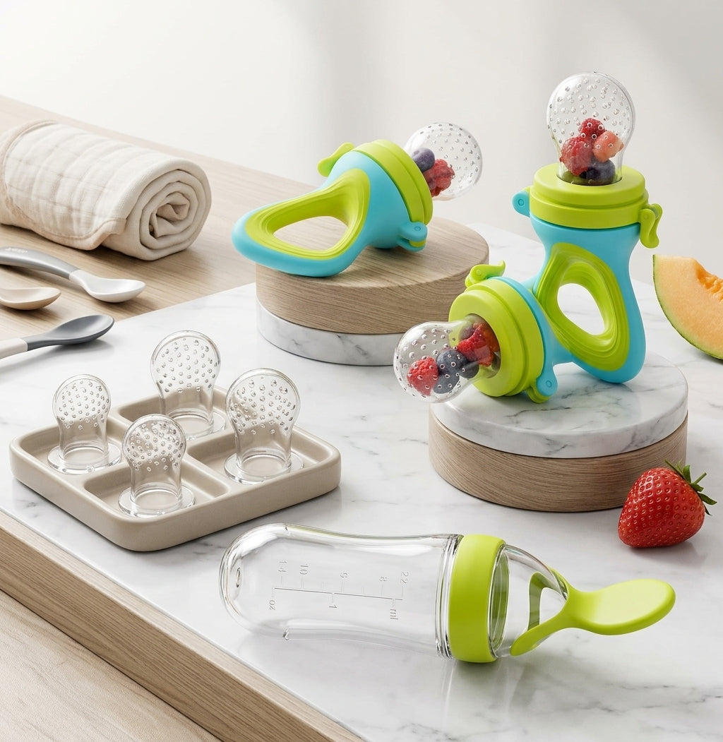 TROPELA Geometric Silicone Baby Feeder Nipple Set – Soft & Safe