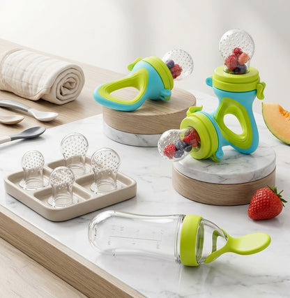 TROPELA Geometric Silicone Baby Feeder Nipple Set – Soft & Safe