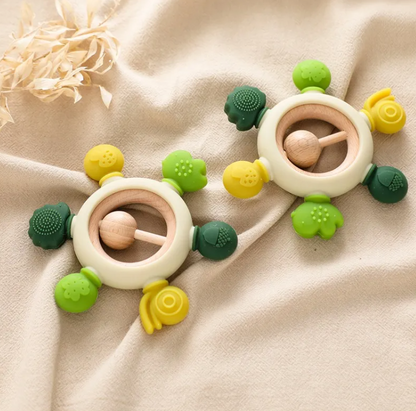 Baby Silicone Teether Anti-Hand Sucking Soothing Rattle Toy