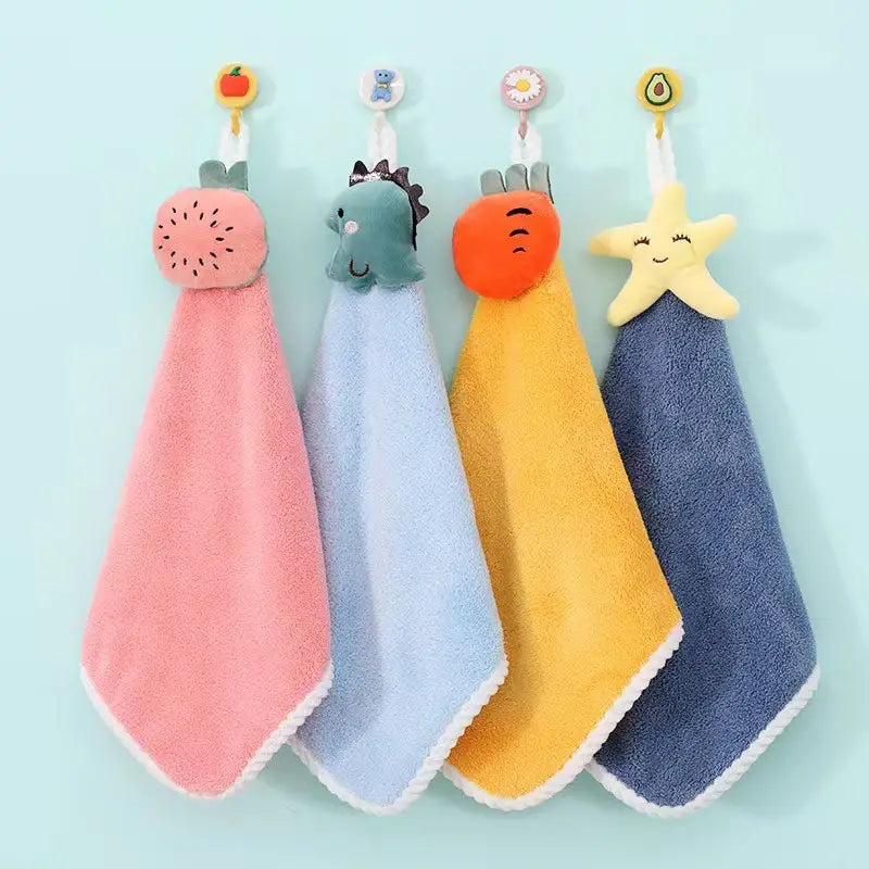 Kids' Cartoon Hand Towel - Double-Sided Cotton Fleece