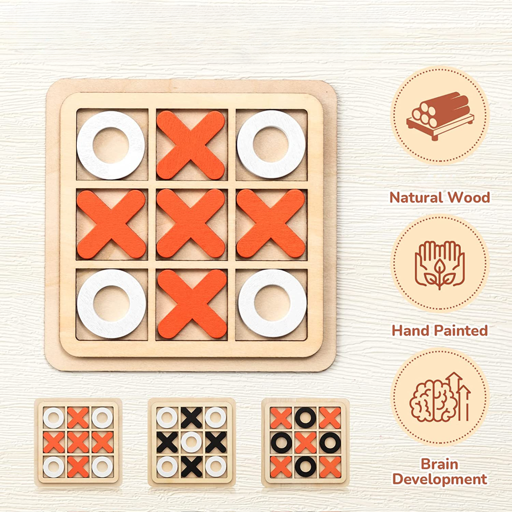 TROPELA Mini Wooden Tic-Tac-Toe Chess Game™