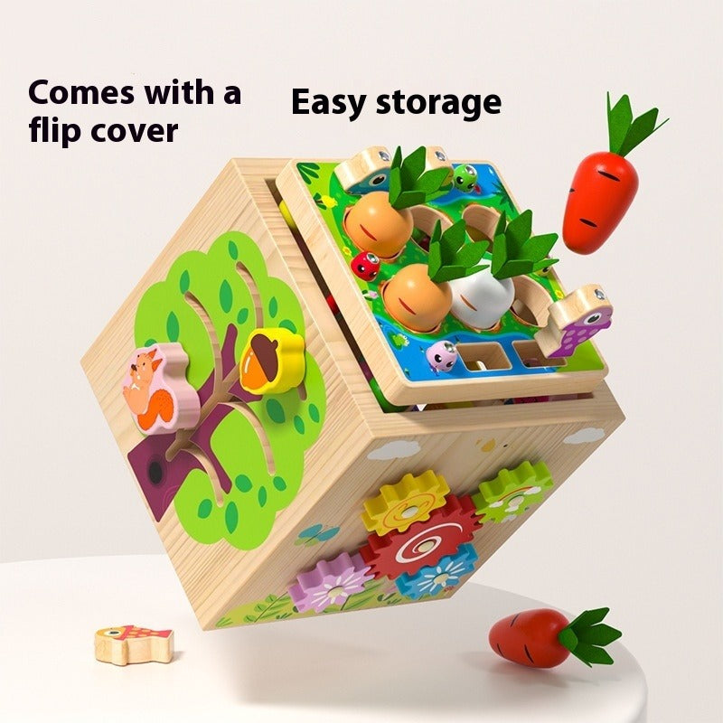 Wooden Multifunctional Puzzle Beads Treasure Box for Kids