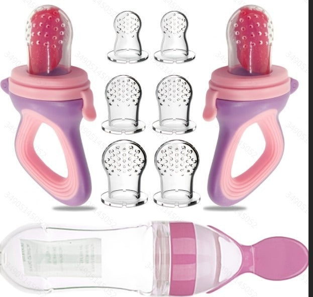 TROPELA Silicone Baby Fruit Feeder & Squeeze Spoon Set