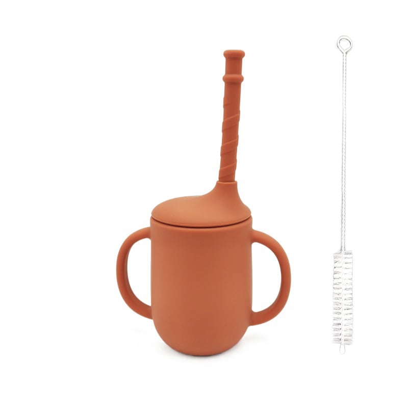 Silicone Baby Drinking Cup with Straw, Leak-proof Design