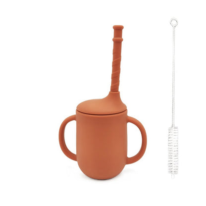 Silicone Baby Drinking Cup with Straw, Leak-proof Design