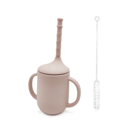 Silicone Baby Drinking Cup with Straw, Leak-proof Design