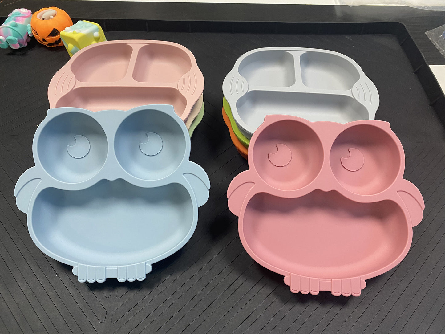 Silicone Baby Tableware Set with Suction Bowl and Owl